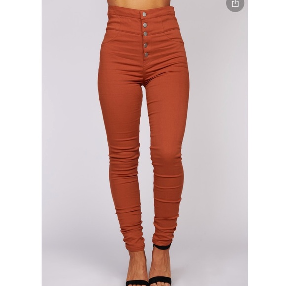 NanaMacs Denim - LIGHT RUST HIGH WAISTED FITTED PANTS